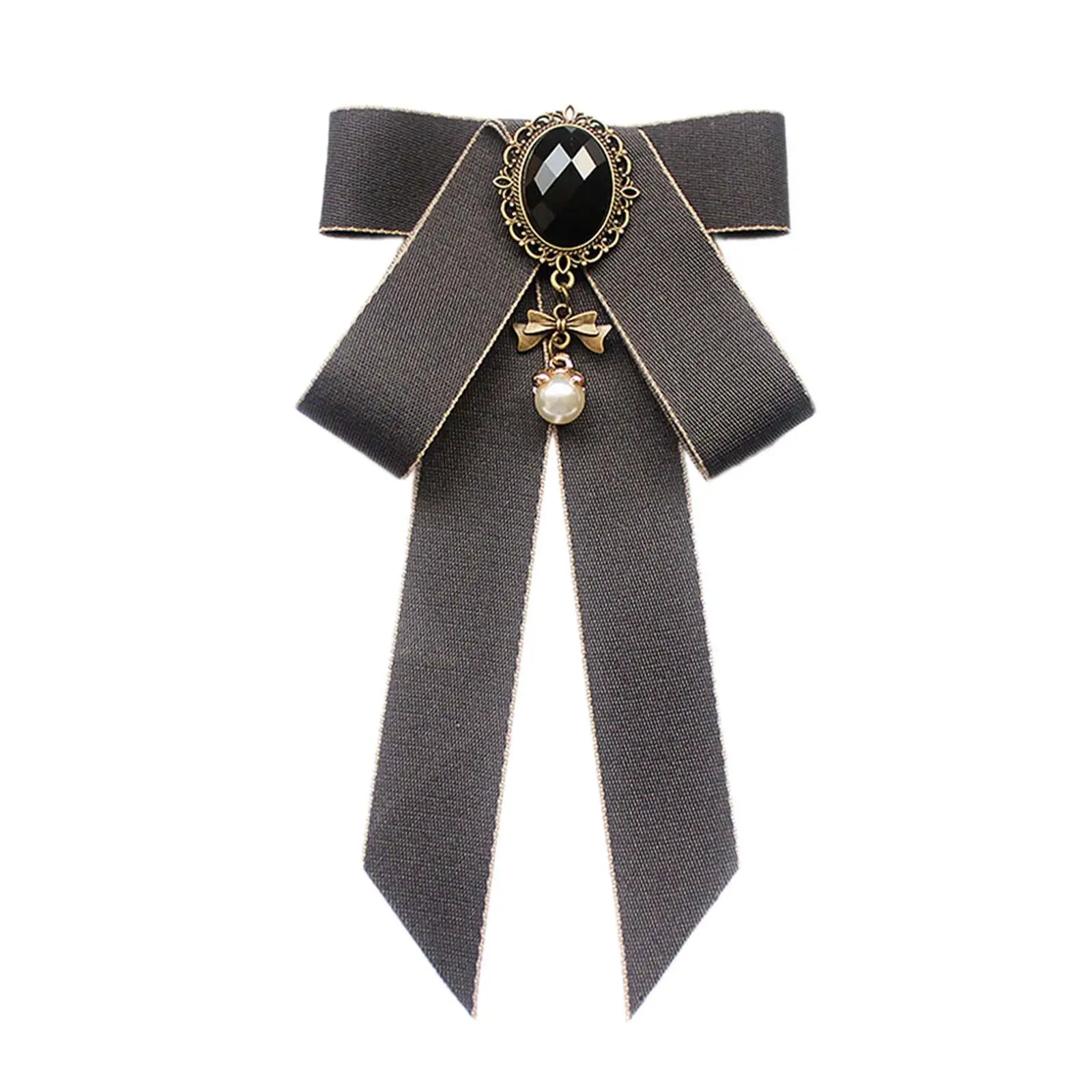 Vintage Bowknot Ribbon Brooch Pin Elegant Ladies Uniform Necktie Clothing Accessory for Wedding Party Cosplay