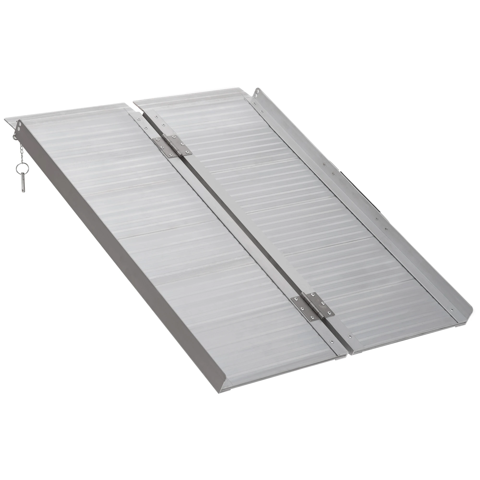 HOMCOM Rampa para Sillas de Ruedas Plegable Carga 270 kg Rampa Portátil de Aluminio con Bordes de Seguridad Plata