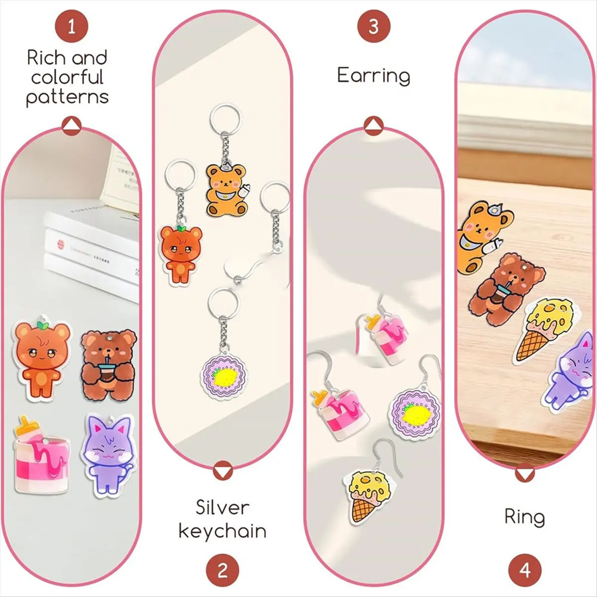 50PCS Sheets,Shrink Plastic Sheets for Crafts, Paper for Crafts Kid Keychains Making,20x14.5cm 4