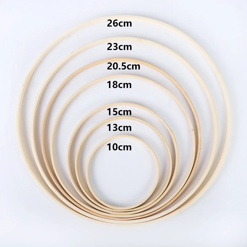 Dream Bamboo Rings,Wooden Circle Round Catcher DIY Hoop for Flower Wreath House Garden Plant Decor Hanging Basket 18Cm