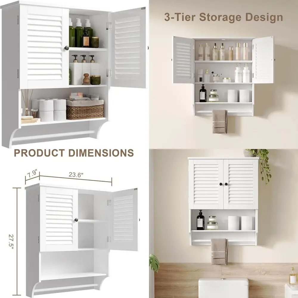 

Over-the-Toilet 2-Door White Storage Cabinet with Ample Space