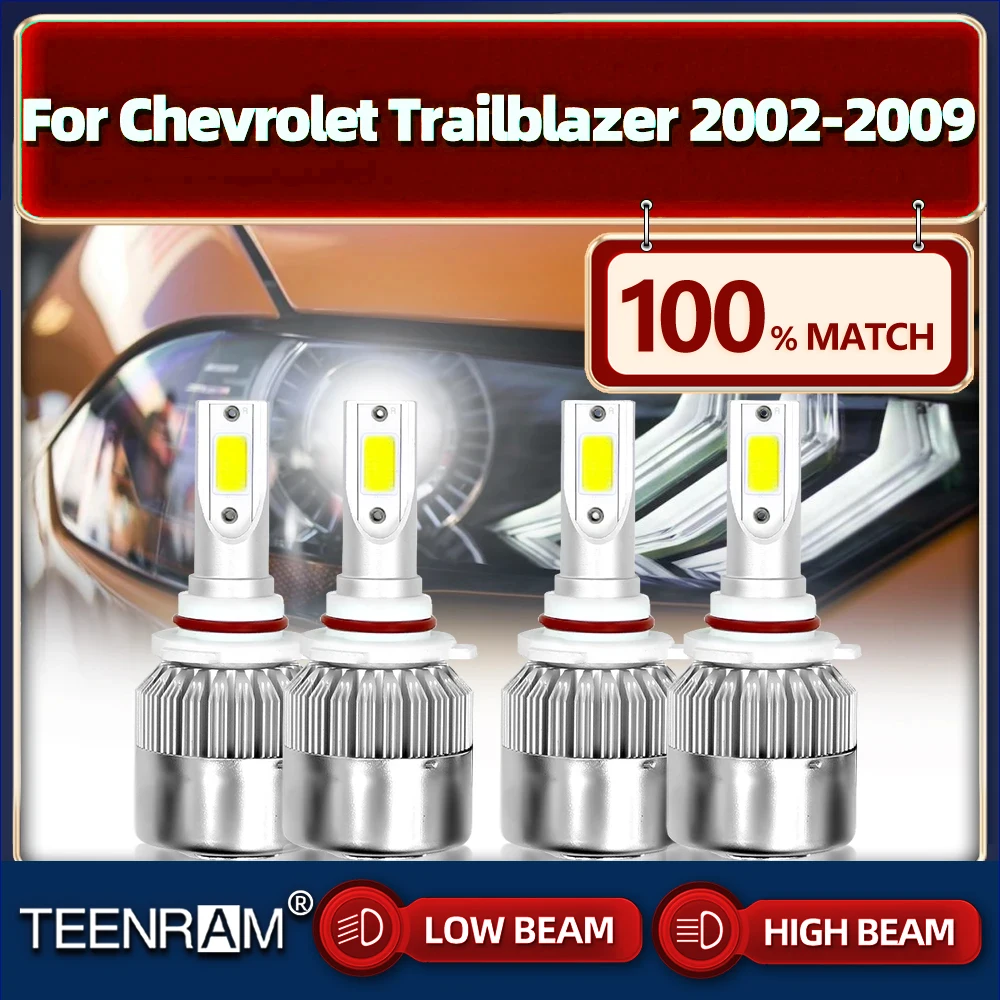 Car LED Headlights 9006 HB4 9005 HB3 Canbus Car Light 12V 6000K For Chevrolet Trailblazer 2002-2004 2005 2006 2007 2008 2009