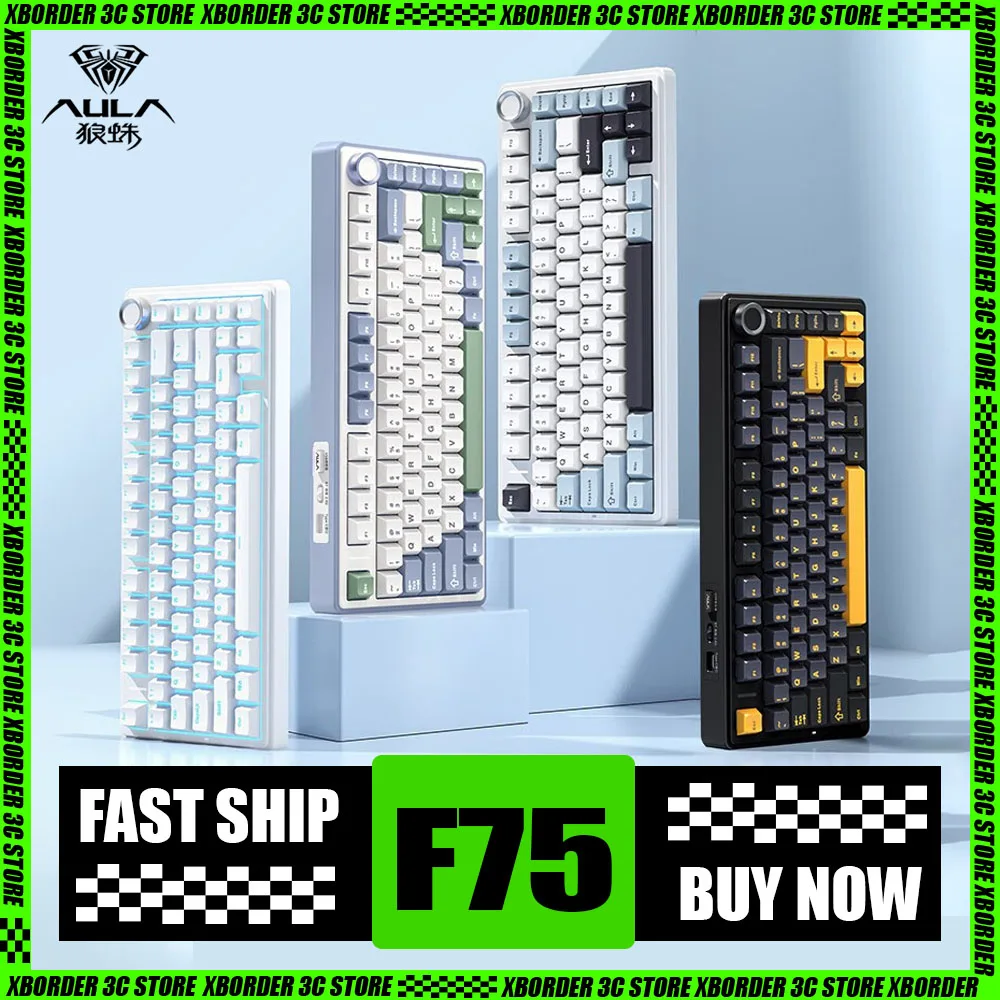 

Aula F75 Mechanical Keyboard Three Mode Bluetooth Wireless Rgb Customized Keyboard Gasket Structure Full Keys Hot-Swap Pc Gamer