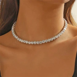 Fashionable Elegant Rhinestone Charm Clavicle Chain Jewelry Elegant Shining Banquet Collar Versatile Strong Chain Accessories