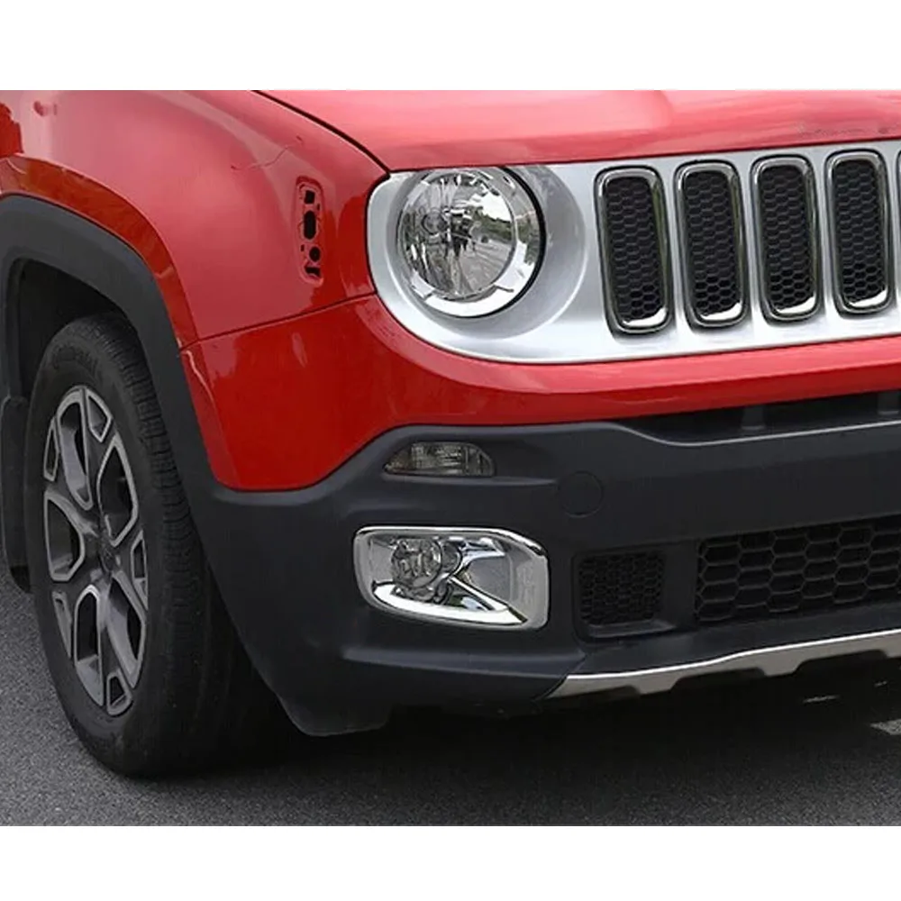 Car Front Fog Light Lamp Frame Stick Styling ABS Chrome Cover Trim Parts Moulding 2pcs For Jeep Renegade 2017 2018 2019 2020