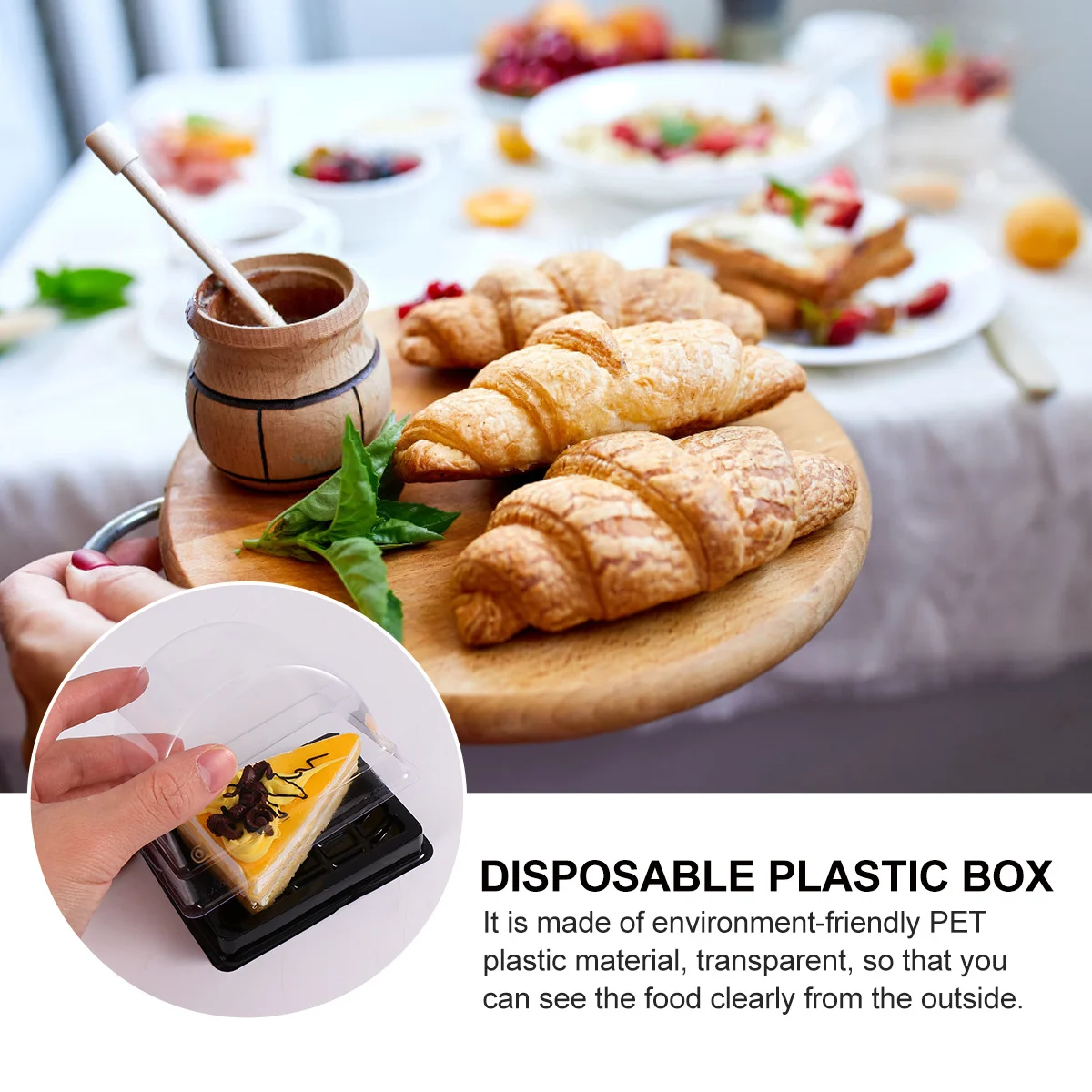 

50Pcs Disposable Baked Food Packing Boxes Transparent Plastic Tray Clear Food Storage Container for Cakes Takeaway Lunch