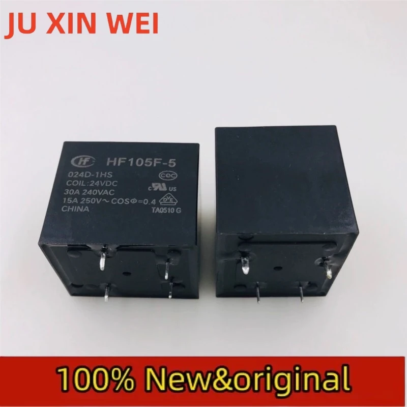 5PCS HF105F-5-024D-1HS set of normally open 4-pin 30A240VAC Hongfa small high-power relay