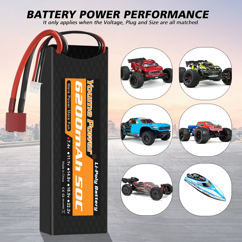 Youme 2S 3S 4S 62000mah 5200mah يبو بطارية 7.4V 11.1V 14.8V T XT60 غطاء واقٍ مزخرف لهاتف آيفون RC أجزاء