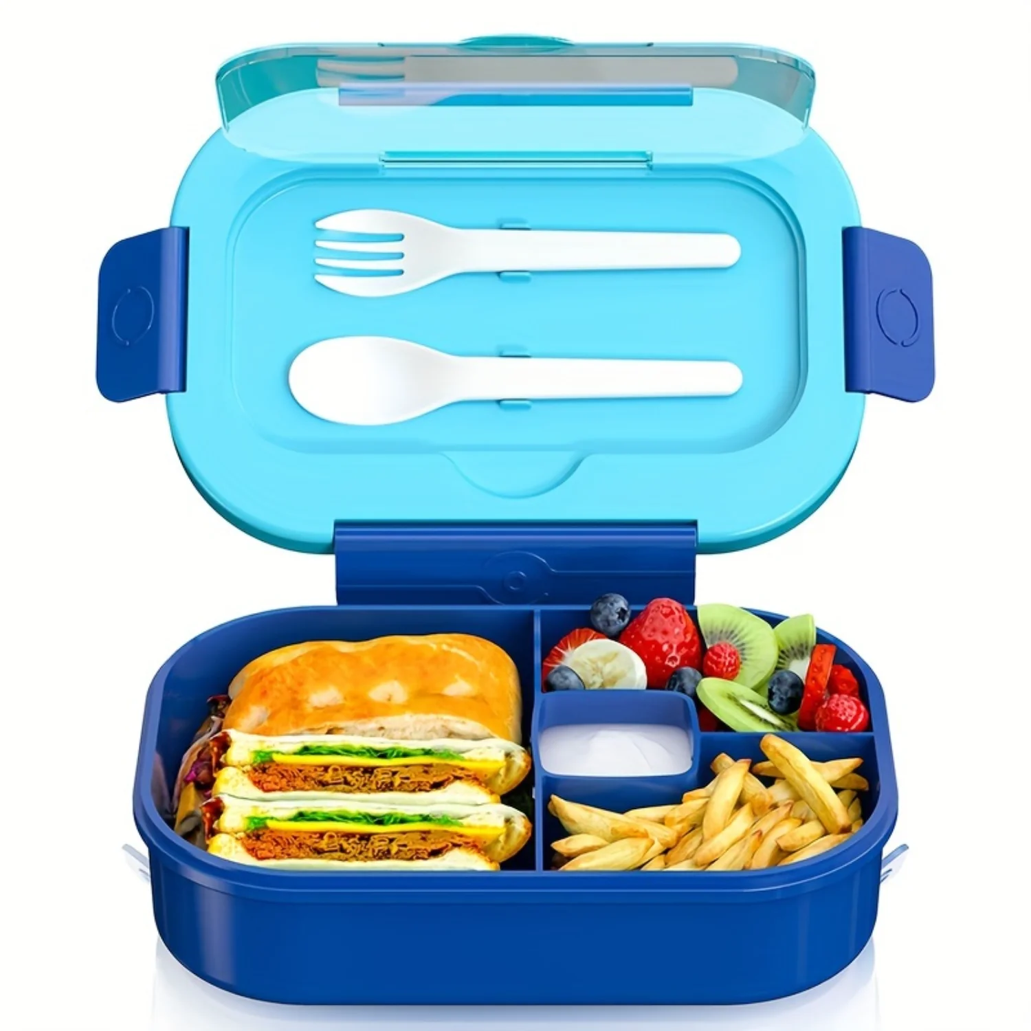 Lunch Box With Cutlery, Square Split Microwave Bento Box, Leakproof Food Container, Hand Washable, Kitchen Organizer And , Kitch