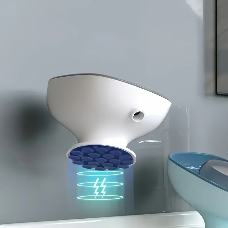 2-in-1 Badezimmer-Seifenhalter mit Saugnäpfen, selbstentleerende Seifenschale für die Arbeitsplatte, doppelter Stauraum für runde und quadratische große Seifen – Detail 3