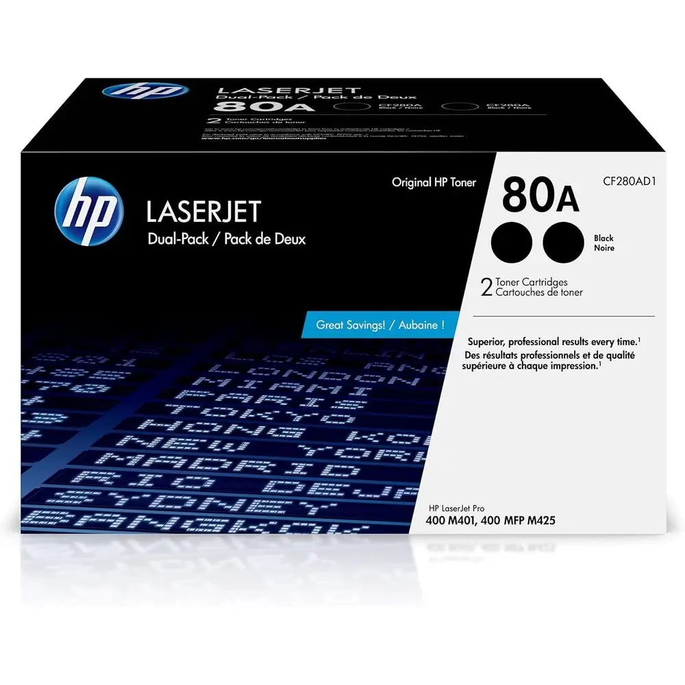 

Двойной комплект черных тонер-картриджей, совместимых с LaserJet Pro 400 Series M401, MP M425 | C280AD1