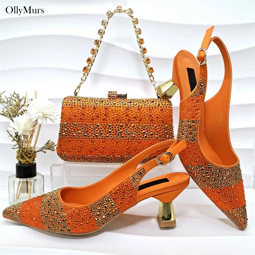 

Newest Italian Summer Black Color Shoes And Bag Set Nigerian Decorated With Rhinestone Women Shoes And Bag Set For Pretty