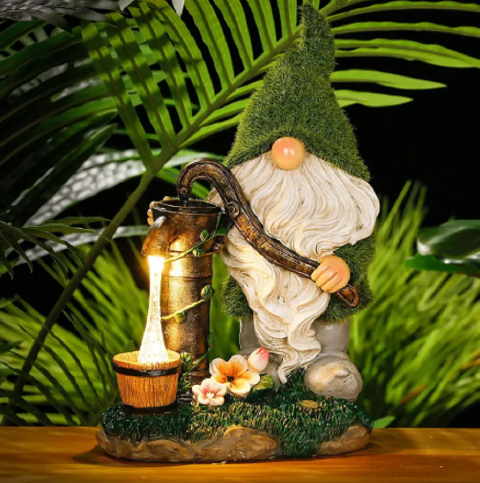 Outdoor Solar Garden Lamp Lights Ornaments Cartoon Gnome Statues Dwarf Resin Crafts Courtyard Home Balcony Decoration Ornaments