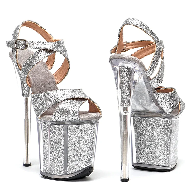 Leecabe 8Inch/20cm glitter PU  Platform party High Heels Shoes Pole Dancing Shoes