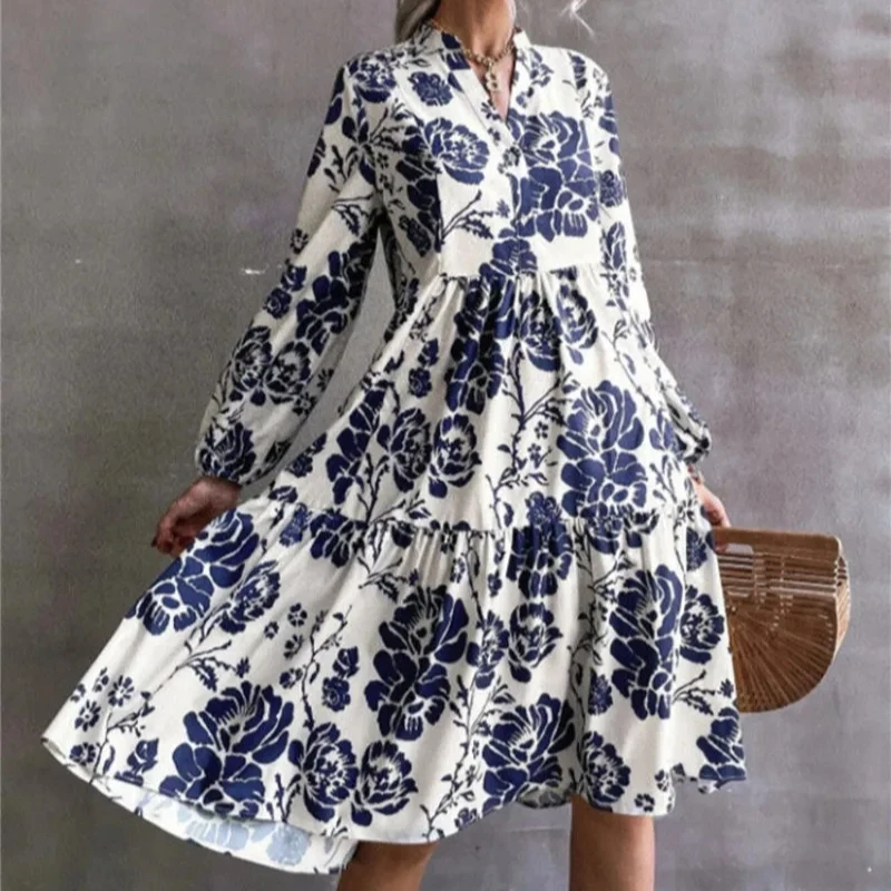 Cheap Casual Female Dress New In Boho Women\'s Long Sleeve Dresses 2025 Fashion Curvy Xxl Youth Designer Features Aesthetic Full