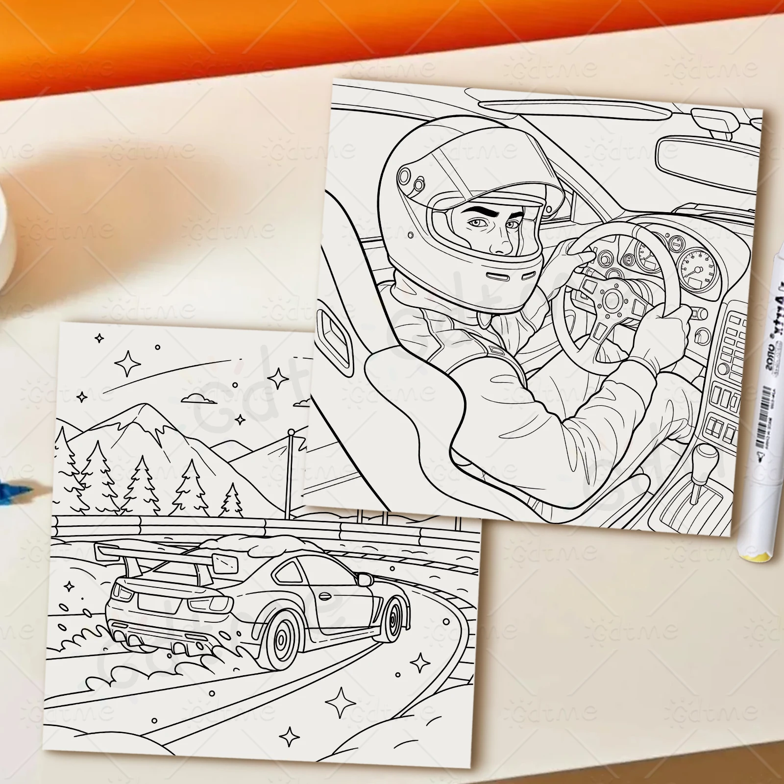 ANIMATED DRIFT CAR Malbuch Simple Joys Stressabbau-Zeichenbuch Perfektes Geschenk für Party und Geburtstag Weihnachten – Detail 8