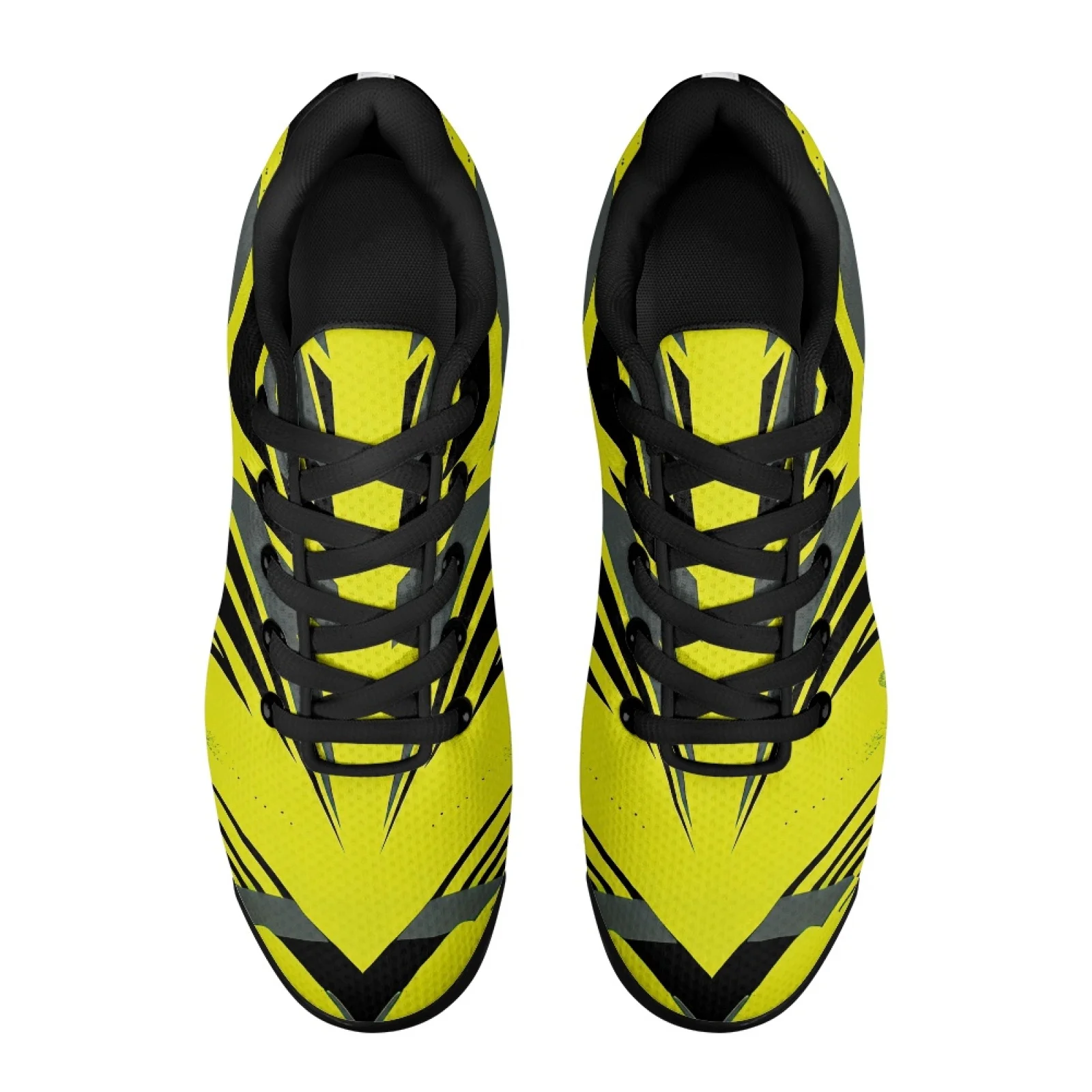 PENSTROLL Yellow Abstract Geometric Breathable Athletic Shoes for Men Sports Tennis, Modern Fashion Sneakers
