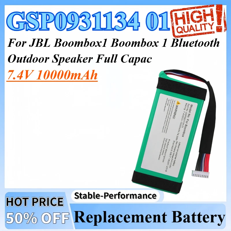 7.4V 10000mAh High Capacity Replacement Battery GSP0931134 01 For JBL Boombox1 Boombox 1 Bluetooth Outdoor Speaker Full Capac
