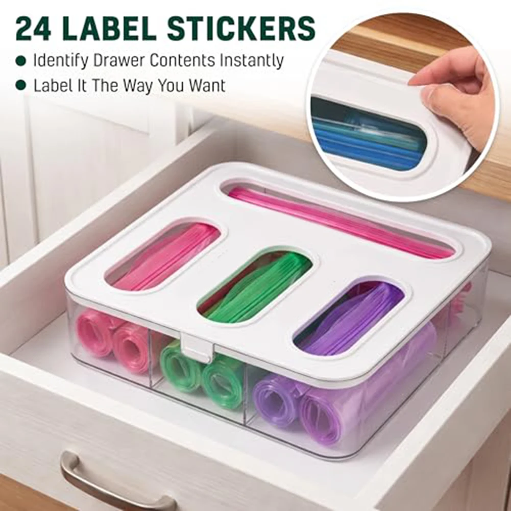 1Pc 4-in-1 Plastic Food Bag Organizer For Drawer And Wall Storage Of Sandwich Snack Gallon Quart Slider Bags Kitchen Holder