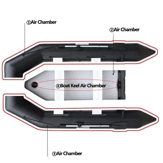 2.3~3.8m Inflatable Boat with Air Deck Set 1.2mm PVC Assault Boats with Anti-collision Speed Raft Kayak Rowing Accessories