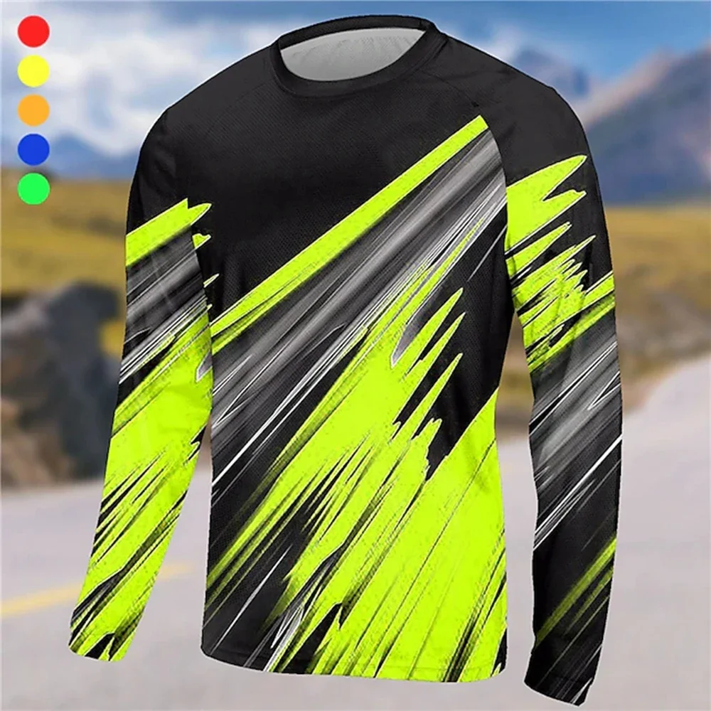Men's Racing Graphic Long Sleeve T Shirt Breathable Quick Dry Motorcycle MTB Cycling Outdoor Sports Tee