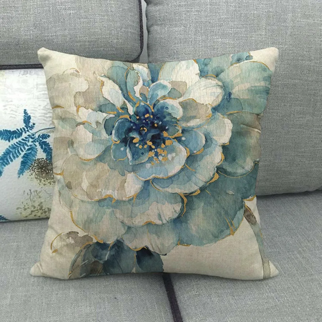 

Pillow Case Flowers Birds Cushion Cover Flax Throw Pillow Case Sofa Decoration Square Pillowcase for Living Room