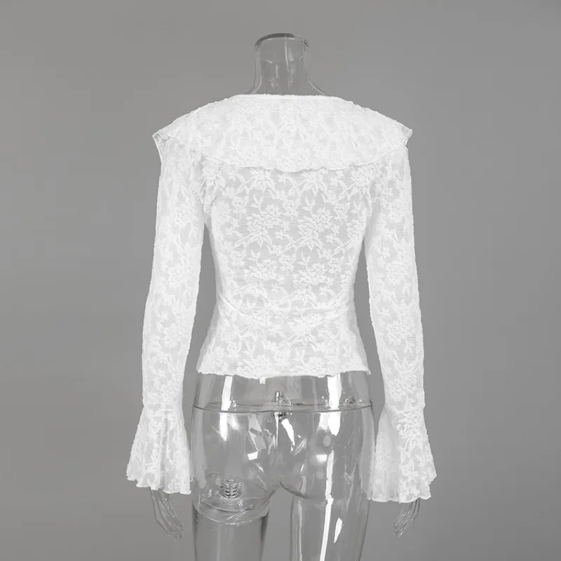 Tuularose Elegant Lace Top Fashion Ruffled Lace Patchwork Solid Shirt Sexy Cutout Commuter Chic New Streetwear 2026 Women's Tops