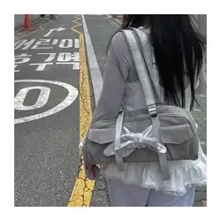 JIAERDI Retro Grey Shoulder Bags Purse Women New Hot Girls Pocket Chic Casual Y2k Handbag Female Harajuku Underarm Bag Aesthetic