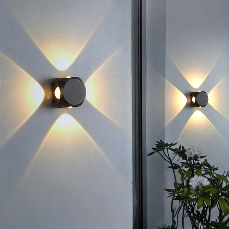 Hemisphere Four Sides Wall Light Up Down Led 4W Bedside Corridor Home Decor Background Sconce Balcony Garden Outdoor Wall Lamp