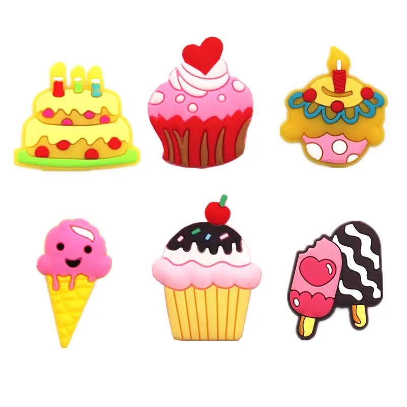 1pcs PVC Shoe Charms Accessories Cherry Ice Cream Birthday Cake Shoe Decorations For Bracelet Kids Gifts ZJ07LI3