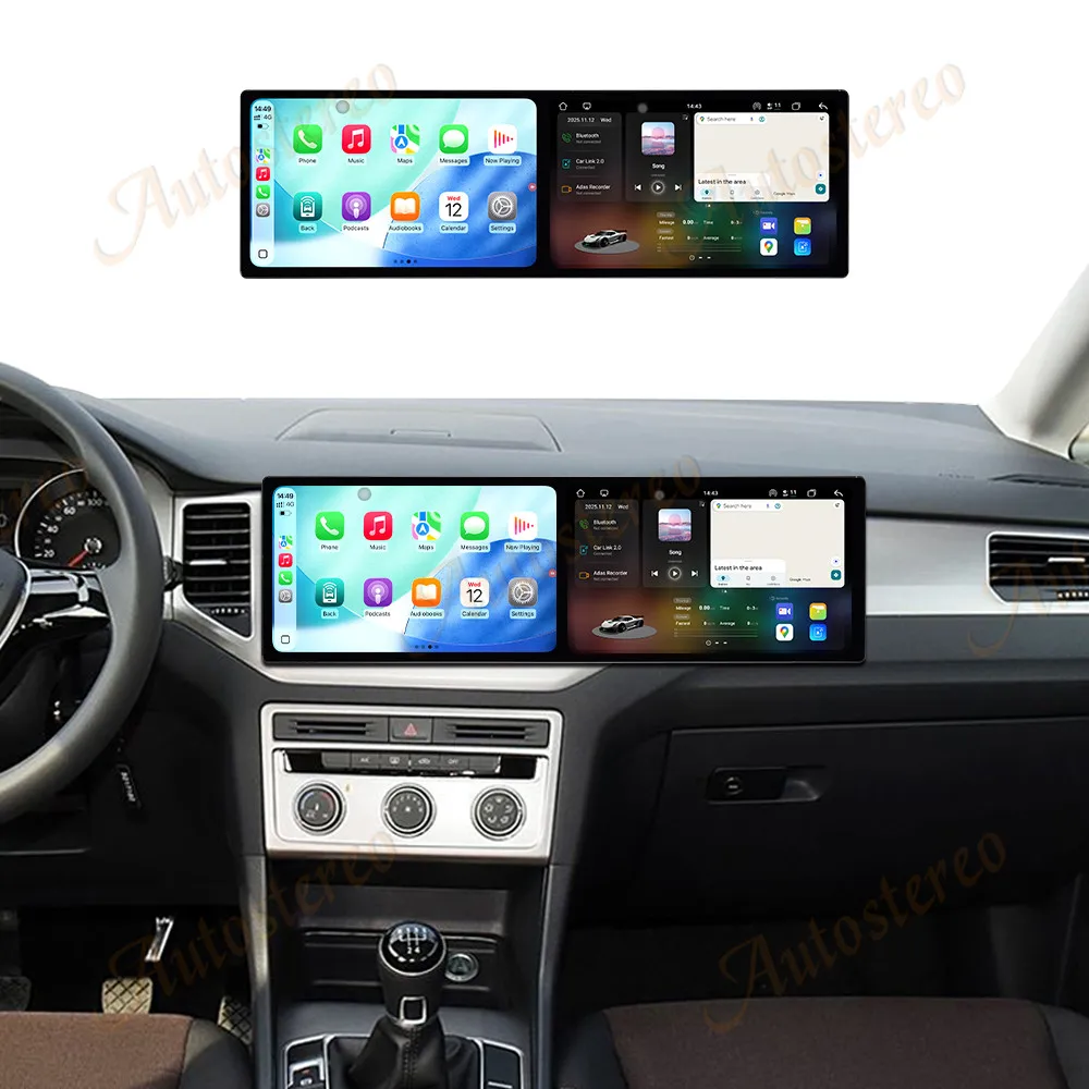 Dual Screen 10.1 Car GPS Android 15 Navigation For Volkswagen Goft Sportsvan 2016-2020 Head Unit Multimedia Player Car Radio-