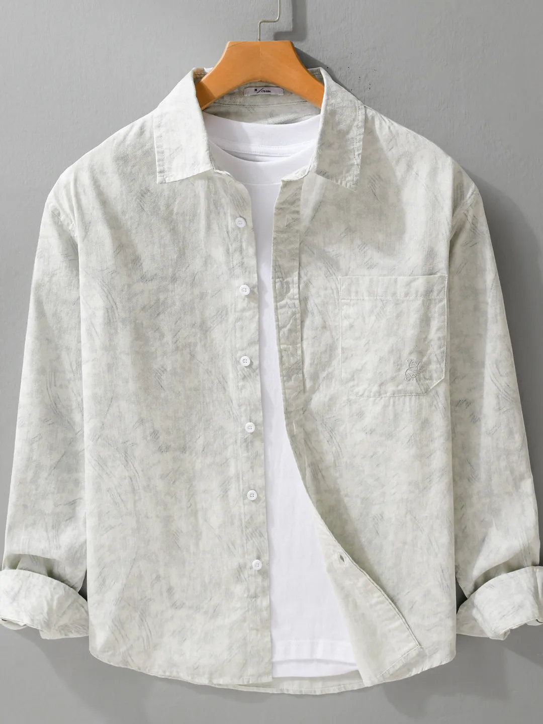 Men's Long Sleeve Pure Cotton Printed Shirt Casual Collar Autumn New Style Fashionable Loose Fit Machine Washable Regular Length
