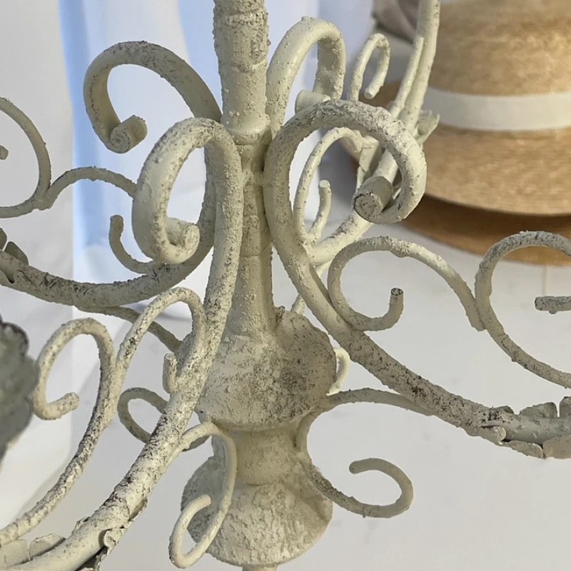 Retro French Relief Art Candlestick Nordic Romantic Style Table Top Decorative Piece for Western Food Court