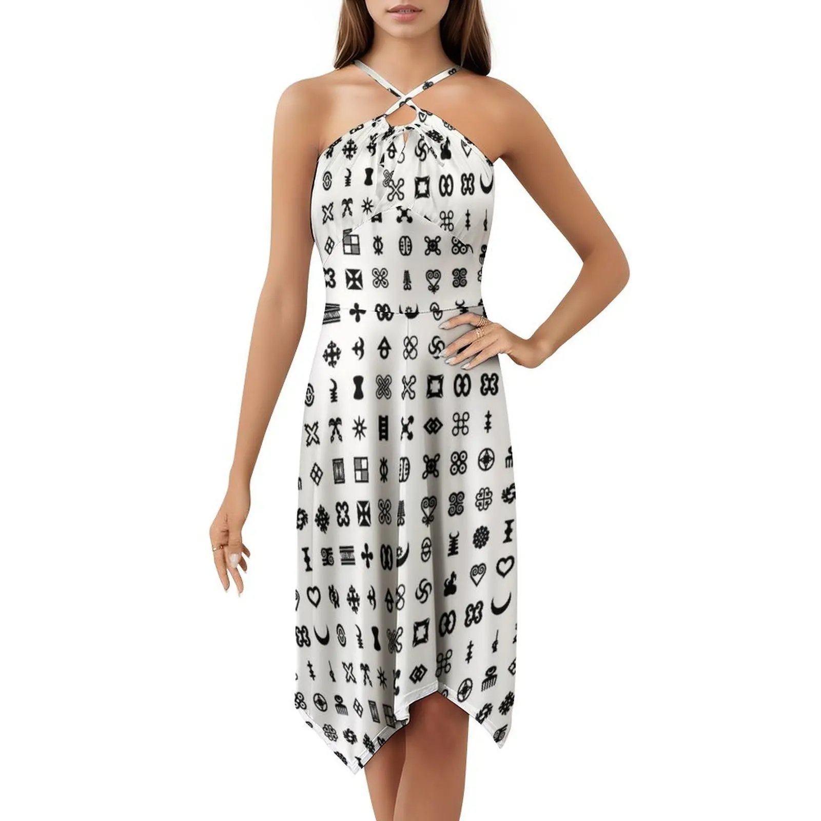 Adrinkra نمط-أسود وأبيض بوهو شيك فستان أنيق موضة شاطئ حفل زفاف ثوب الرجال النساء السيدات الرجال الفتيان الفتيات فستان #5