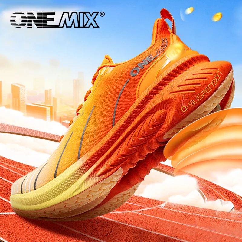 

ONEMIX Top Cushioning Running Shoes Suitable for Heavy Runners Lace Up Sport Shoes Non-slip Outdoor Athletic Sneakers for Men