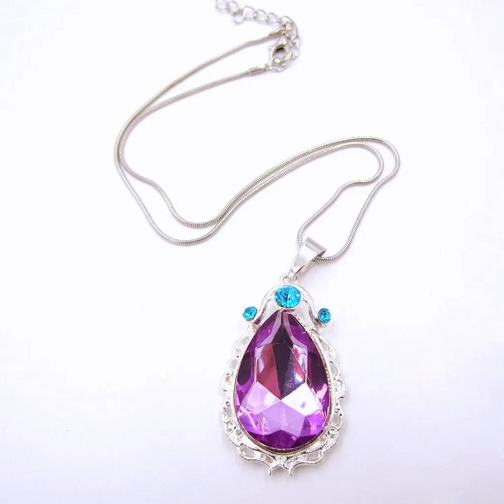 NEW 1set/lot So Fia The First Necklace Gift For Kids Girl Hairpin Purple Amulet Pendant Necklaces Children Hairwear Jewelry set