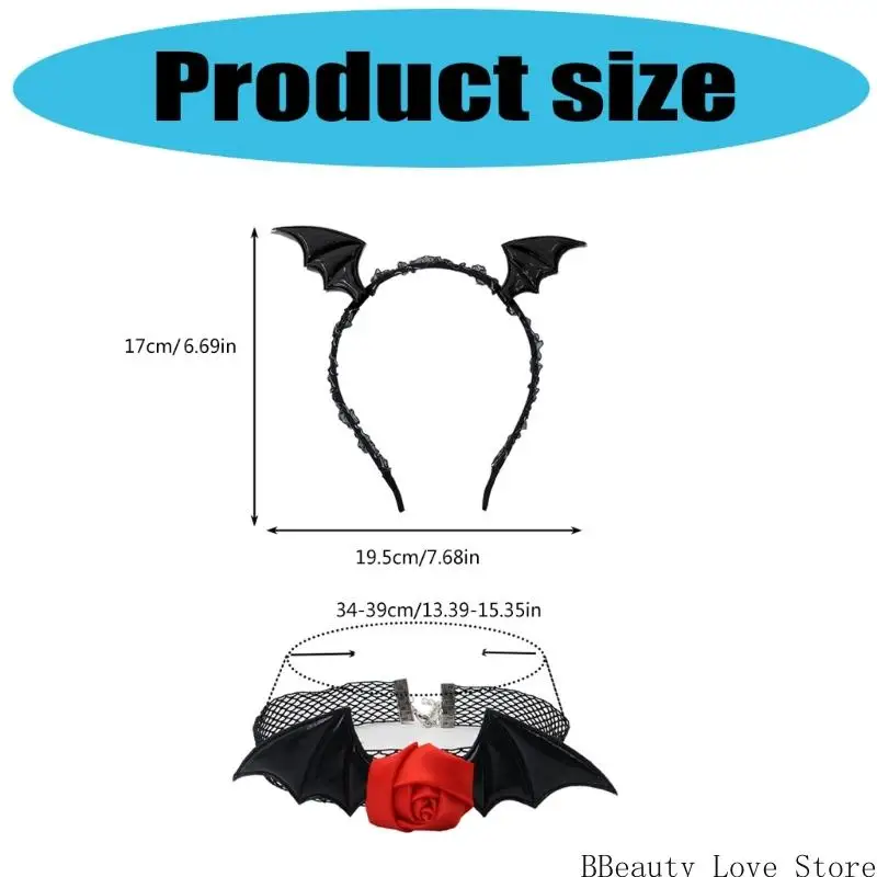 Halloween Devil Costume Set Demons Costume Accessories Devil Bat Headband Choker