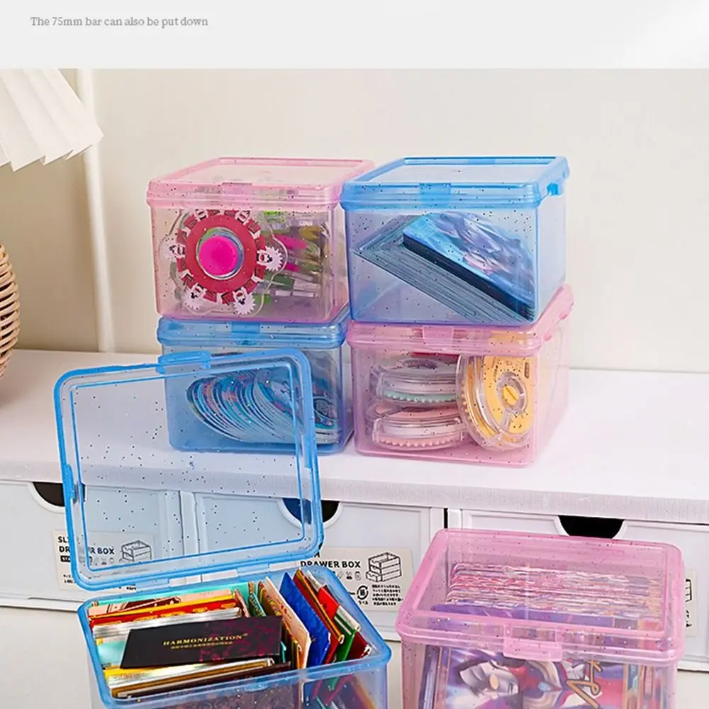Transparent Plastic Storage Box Jewelry Container Dust-proof Storage Case Small Card Holder Rectangular Shape Collection Box