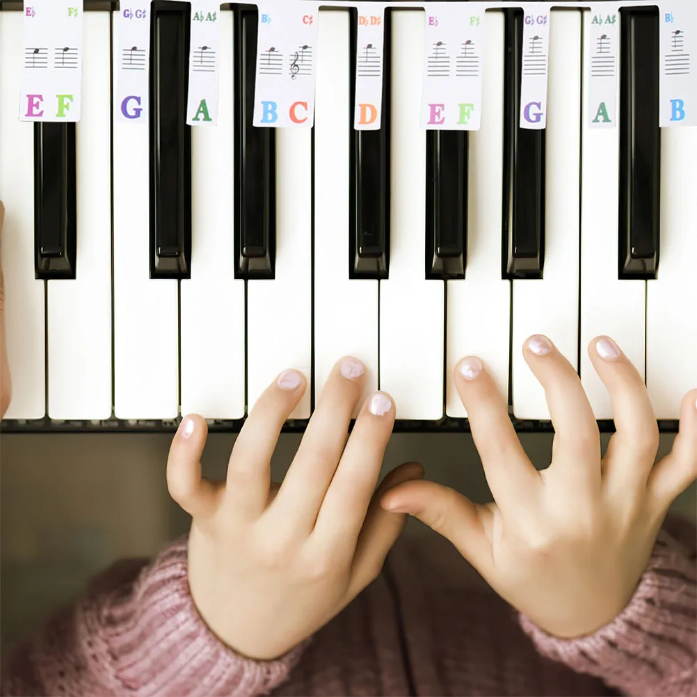 

2 set Piano Stickers 2 Sets Piano Key Strips Keyboard Guide Labels Notes Chart Learning Accessory Music Instrument Supplies