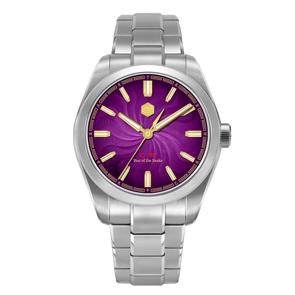 San Martin 39 mm jaar van de slang Guilloche wijzerplaat 90S5 mechanisch horloge transparante achterkant saffier BGW-X1 lichtgevend SN0144GX-6 - afbeelding 1