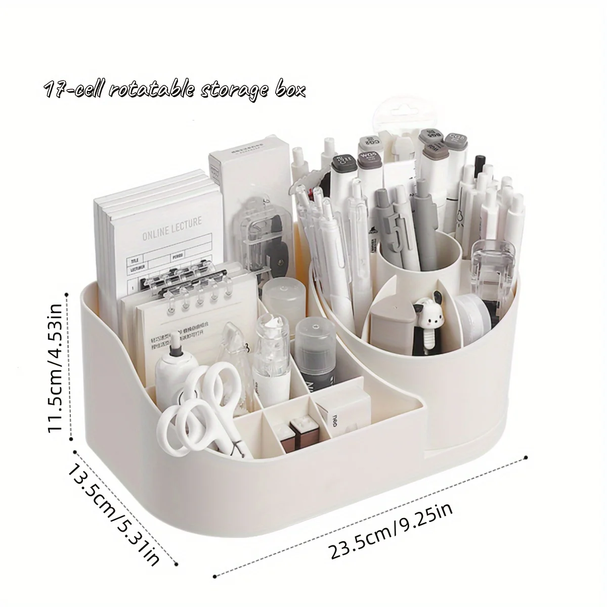 1pc Multi-Functional 2-in-1 Desk Organizer with 360-Degree Rotating Pen Holder, Large Capacity Plastic Storage Caddy for Office