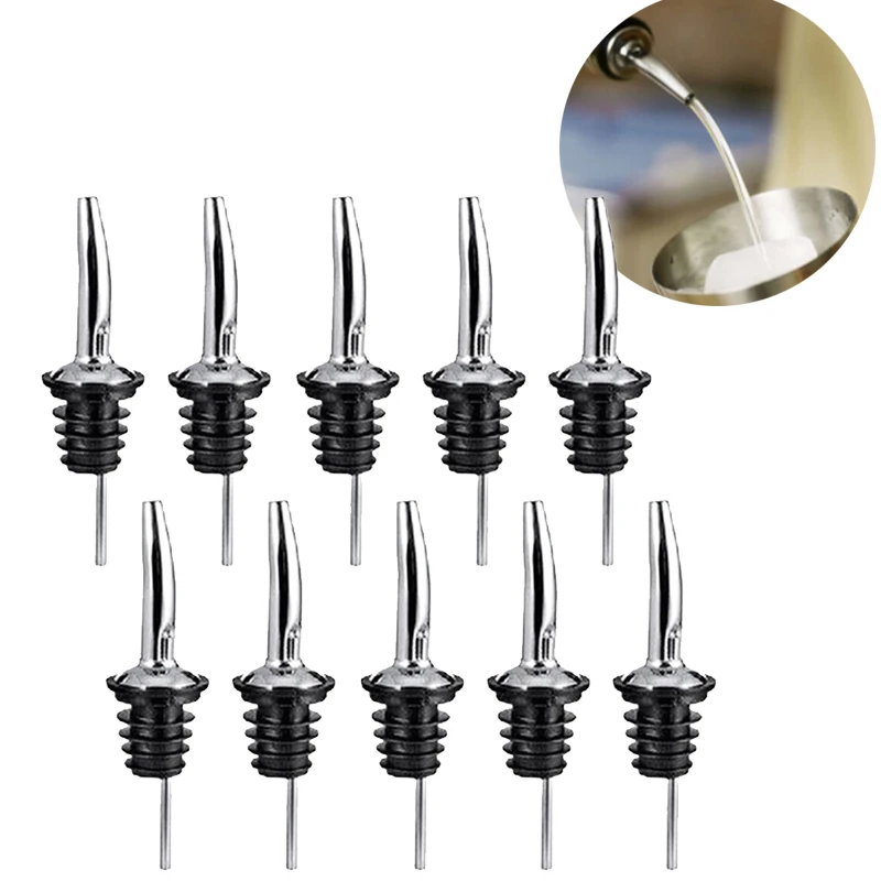 10Pcs Stainless Steel Liquor Spirit Pourer Flow Wine Bottle Pour Spout Stopper Barware Kitchen Tools wholesale