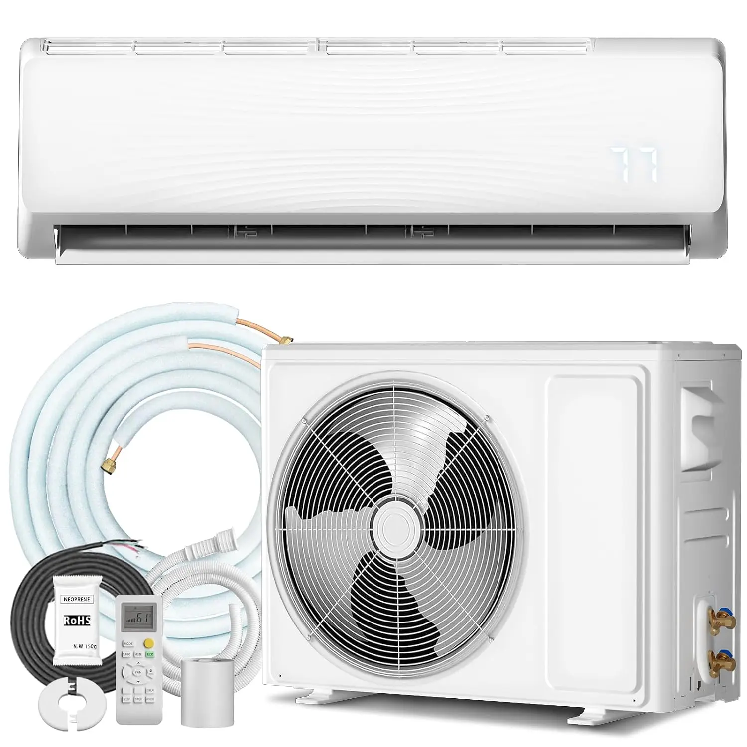18000 BTU Mini Split AC/Heating System, 19 SEER2 230V Ductless Inverter Wall-Mounted Split AC Unit with Pre-Charged, Custom
