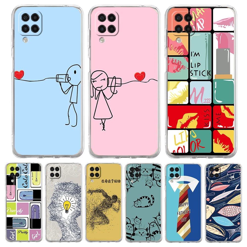 Couple Art Aimple Phone Case for Samsung A17 A13 A15 A25 A35 A37 A57 A51 A55 A71 A41 A23 A53 A73 5G A05s A07 4G Cover