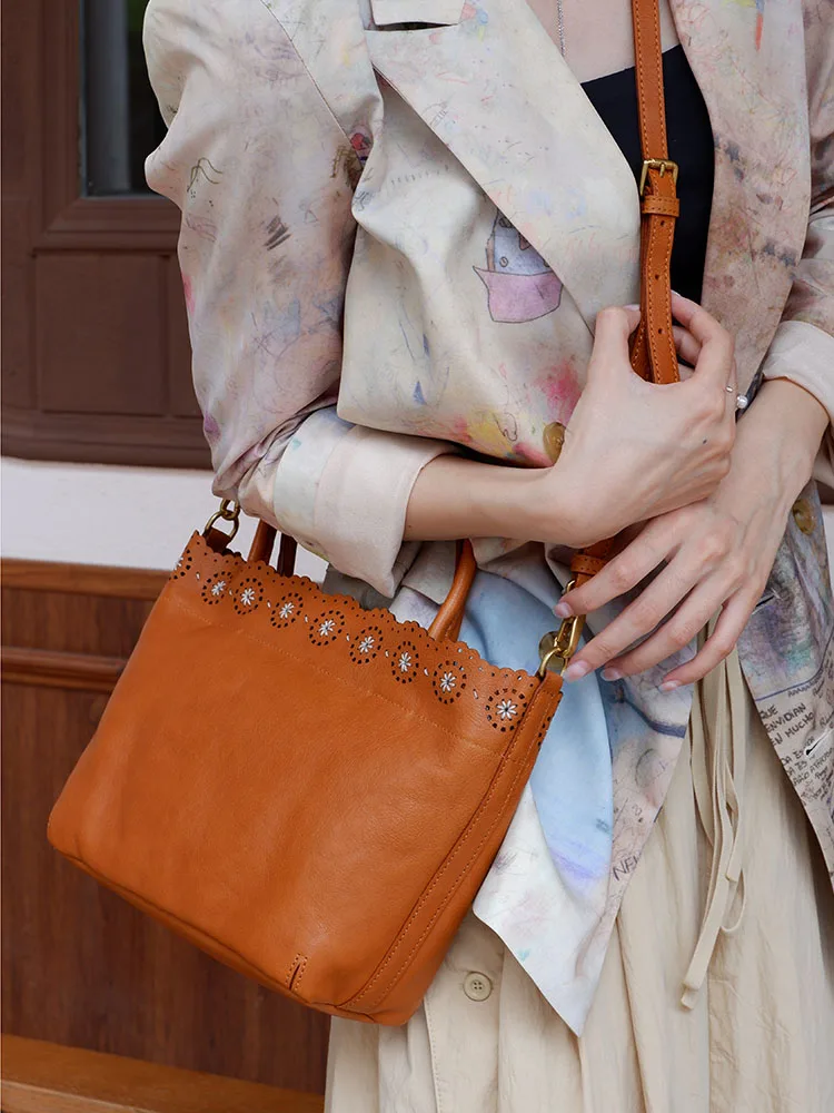 

Organizer designer vintage handmade genuine leather women's handbag fashion luxury cowhide leather shoulder crossbody bag