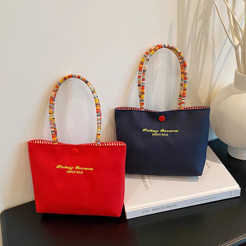 

Новая вместительная холщовая сумка, простая милая женская сумка с мультяшным принтом, модная студенческая сумка через плечо, сумка-кроссбоди.