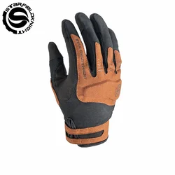 SFK Brown Motorcyle Gloves For Accessories Summer Breathable Men's Full Finger Leather Gloves Riding Touch Screen Wear-resistan