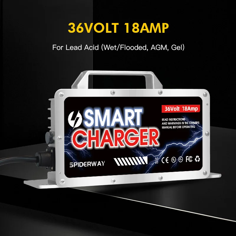 36V 18A Battery Charger Anderson Gray SB50 for EZGO Club Car Yamaha Golf Cart IP67 Waterproof LiFePO4 Batteries