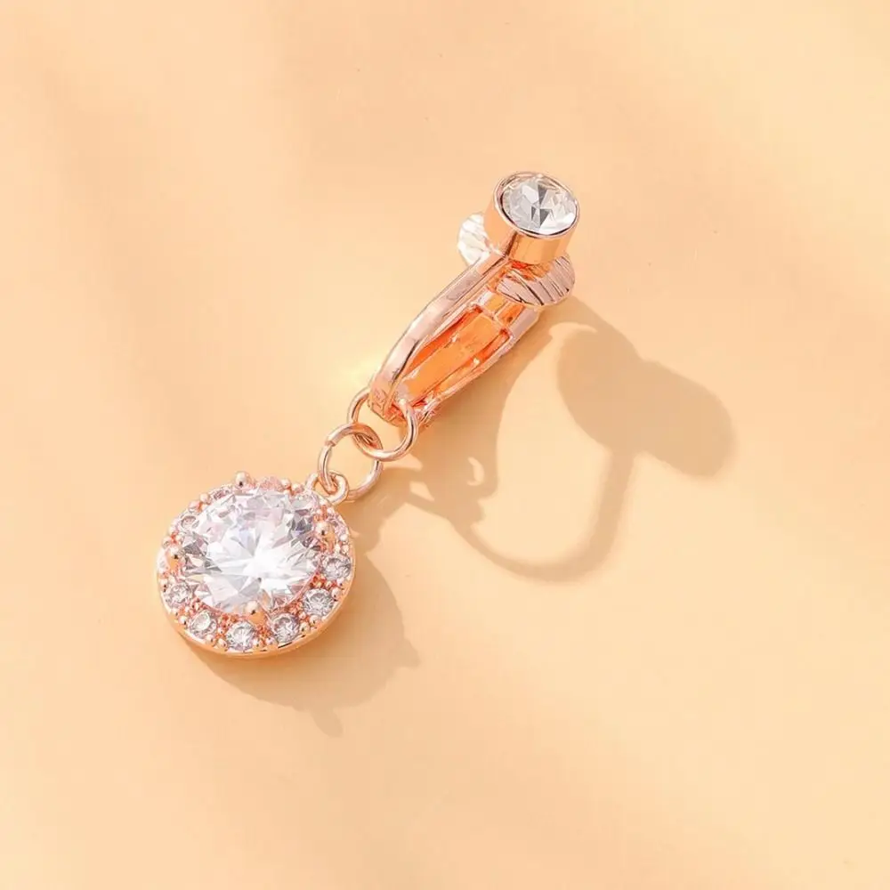 Rhinestone Zircon Fake Belly Piercing Clip Copper Drilled No Piercing Belly Button Geometric Multicoloured Belly Ring Male