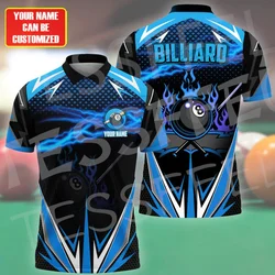 NewFashion Custom Name Sports Billiards Ball Player 3DPrint Summer Funny Vintage Harajuku Polo Shirts Streetwear Short Sleeves T